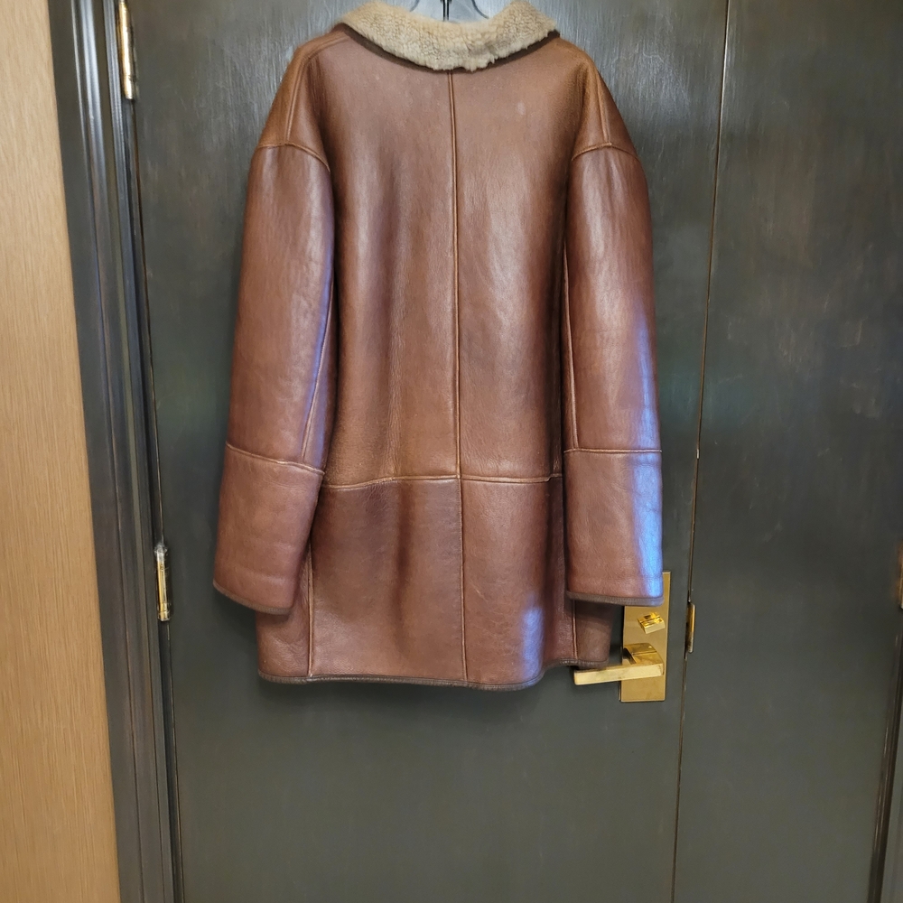 Men's Tan Shearling  Leather Jacket /coat.